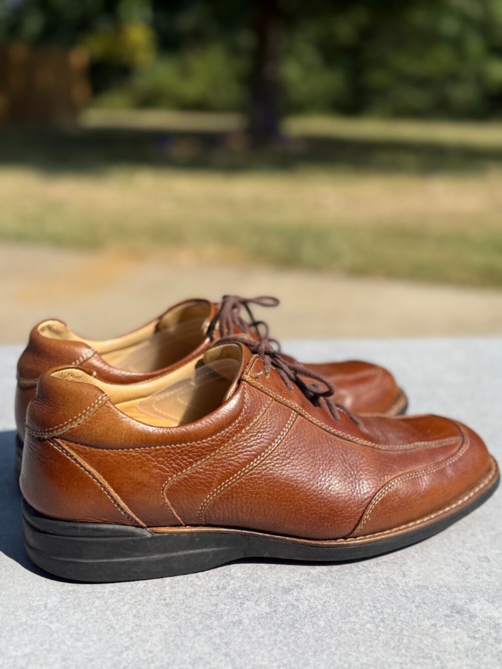 Johnston Murphy Mens 9.5M Brown Leather Oxford Shoes Quiet Luxury Old Money 4179